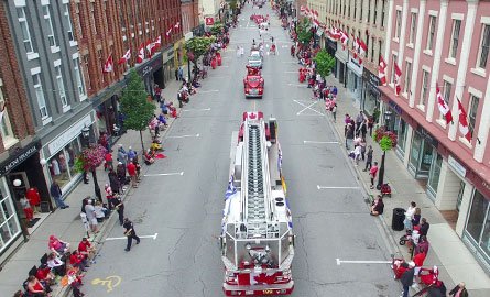 firetruck on main street downtown for Canada day